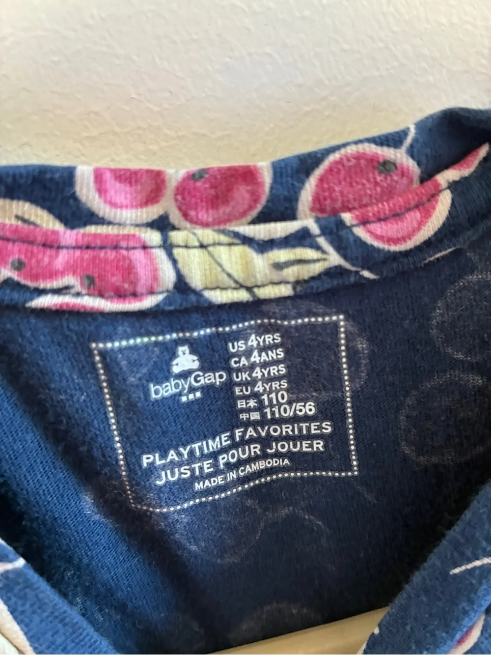 GAP Navy Top with Pink Cherry Print